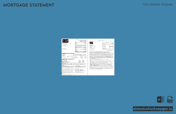 Hypothekenabrechnung der NAB Bank (USA) im Word- und PDF-Format, 3 Seiten, Beispielvorschau (Seite 1-2)